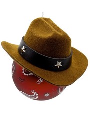 Kurt Adler Glass Western Ball with Felt Hat Ornament - F2441