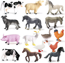 15 Pcs Mini Figures Toys Realistic Farm Animal Figurines, Plastic Learning Educa