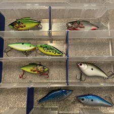 Mixed Lot Of 8 Cotton Cordelle Bass Pro Crankbait Lures And Flambeau Lure Case