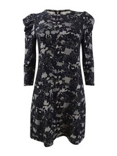 Michael Michael Kors Women's Petite Lace-Print Sheath Dress (PXS, Bone/Black)