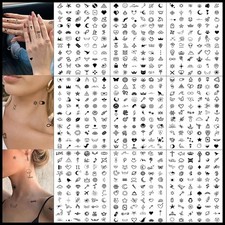 CHARLENT 594 Pcs Tiny Small Temporary Tattoos for Women Men Small, Black