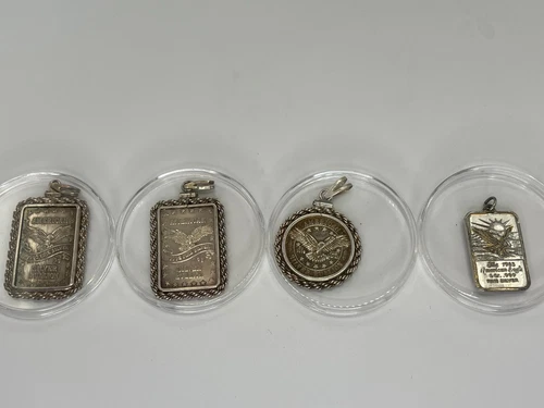 (4) .999 Fine Silver American Eagle Pendants -Americana-History- Collectible