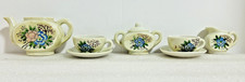 Vintage Occupied Japan Miniature Tea Set Blue Floral Teapot Cups Creamer