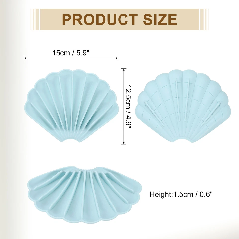 2Pcs Small Soap Dish, Shell Shape Bar Soap Dish(Light Blue) Foto 2 de 4