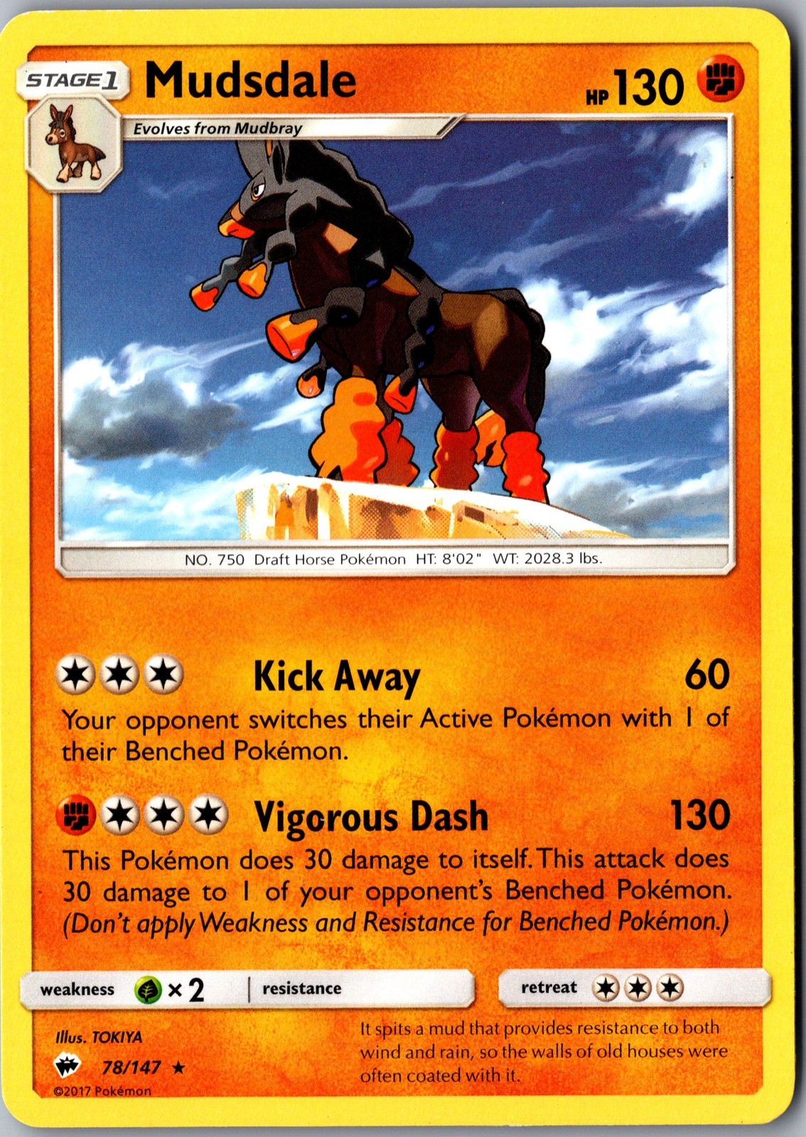 Mudsdale 78/147 Rare Burning Shadows Lightly Played Pokemon Card TCG Single