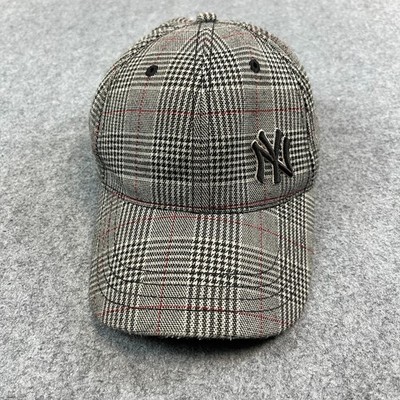 New York Yankees Mütze Cap verstellbar grau kariert MLB Vintage 90er Drew Pearson