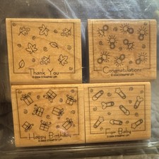 Stampin' Up Wood-Mounted Rubber Stamp Set, Thank You, Birthday, Baby