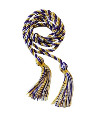 Gold, Purple, and White Intertwined Honor Cord Graduation Honor Cord - College