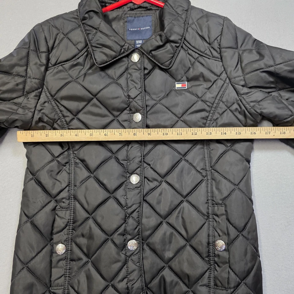 Tommy Hilfiger Chaqueta Niñas Mediana 8/10 Negro Acolchado A Presión Frontal Abrigo Foto 2 de 4