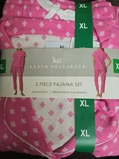 NEW Karen Neuburger Women's 2 Piece Short Sleeve Pajama Set, Pink Size - XL