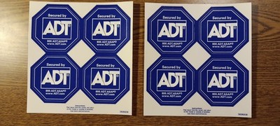 ADT Security Window Decals Dark blue.  8 Self-Adhesive Double-Sided Vinyl