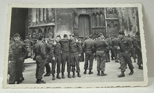 WWII US Army Soldiers Europe Cathedral Crowd Snapshot Photo 1940s