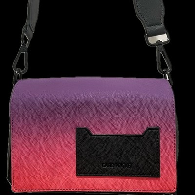 ZARA Ombré Gradient Crossbody Bag Purple to Coral with Card Pocket Front | NEW