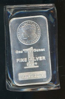 Auction #6 1 Troy Ounce .999 Fine Silver Bar Morgan Stamped Made In USA