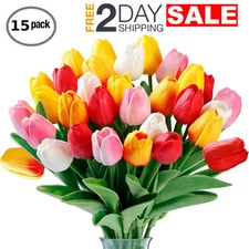 15 Tulipanes Artificiales Decoracion Para Boda Ramo De Primavera Floral El Hogar