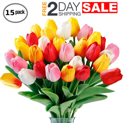 15 Tulipanes Artificiales Decoracion Para Boda Ramo De Primavera Floral El Hogar