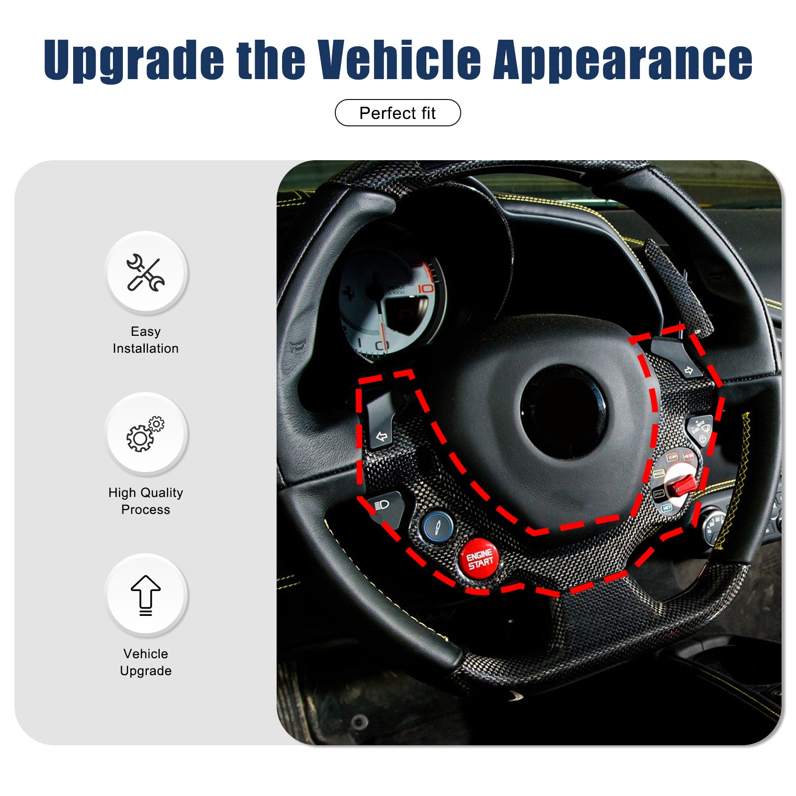 Carbon Fiber Steering Wheel Button Cover For Ferrari 458 Italia Spider 10-16
