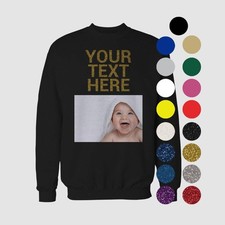 Custom Sweatshirt: Personalized Photo Print - Glitter Text Detail, Soft Cotton