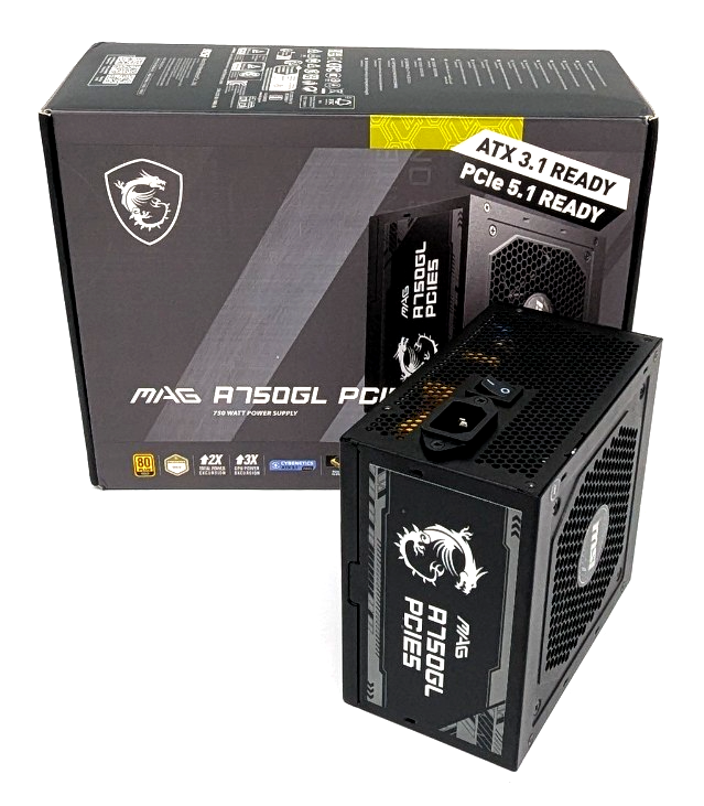 MSI MAG A750GL PCIE5 750W Power Supply 80 Plus Gold Modular PSU ATX - Boxed