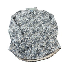 Robert Graham Blue Abstract AOP Cotton Men s L/S Flip Cuff Shirt Size XL Mint