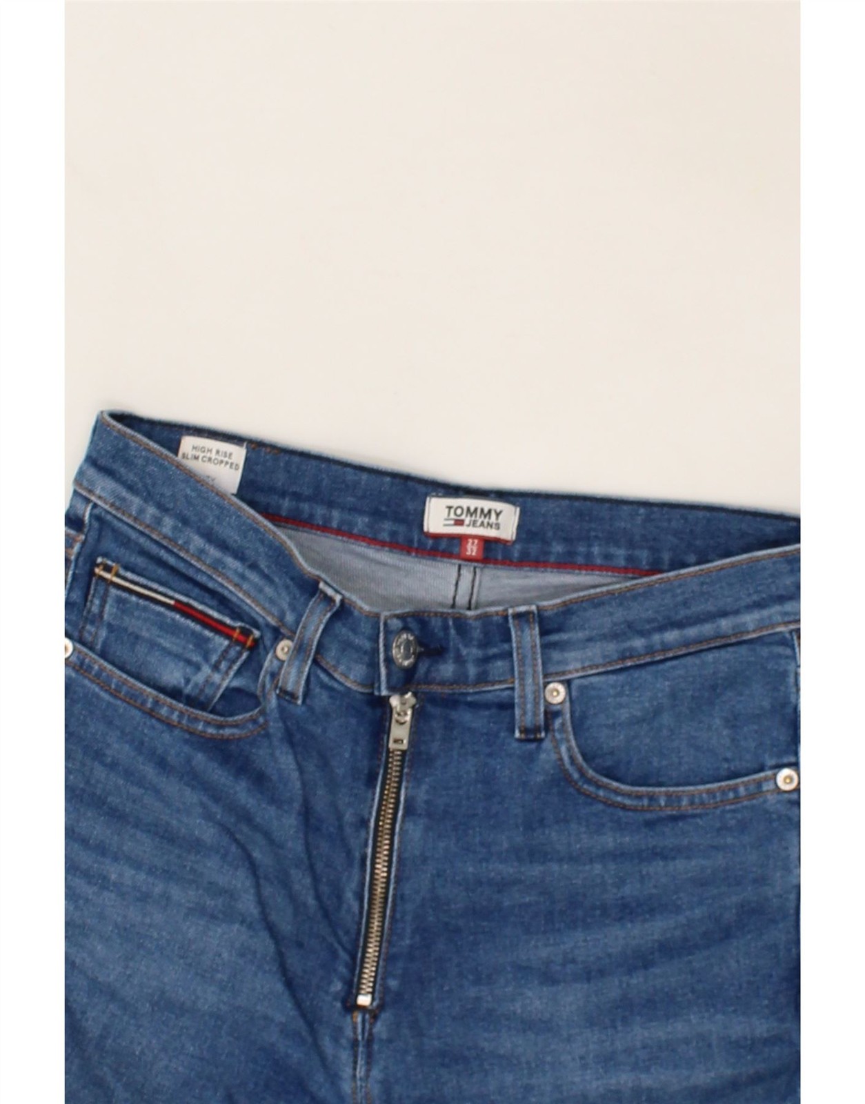 TOMMY HILFIGER Womens Slim High Rise Cropped Jeans W27 L27 Blue Cotton CD26 thumbnail 3