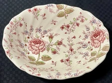Johnson Brothers Rose Chintz Oval Vegetable Bowl 9" Made In England Pink Stamp