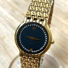 Raymond Weil Fidelio 4702 Gold Quartz Watch Black Dial Diamond Used Accent