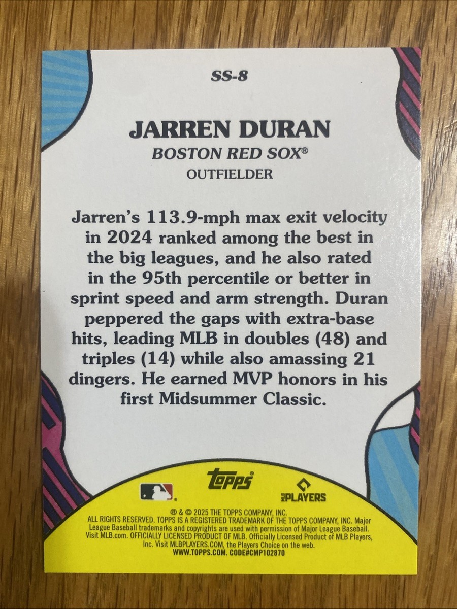2025 Topps Series 2 Summer Superstars SS-8 Jarren Duran - Boston