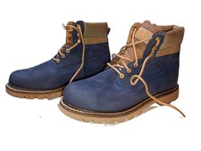 Botas con cordones Borcego Caterpiller azul gamuza lisa caña alta P720360