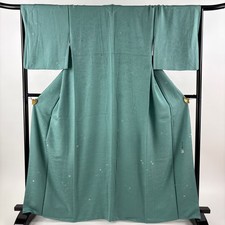 JAPANESE KIMONO FINE PATTERN LIGHT GREEN 165cm 5 ft 5 in PURE SILK B0571