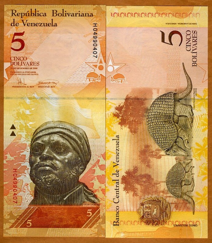 Venezuela, 5 Bolivares, 2008, P-89, UNC