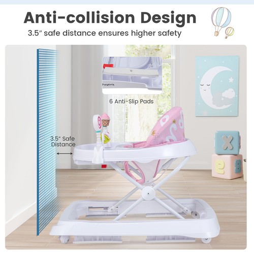 Baby Foldable Activity Walker w/ Adjustable Height& Detachable Seat Cushion - Picture 6 of 7