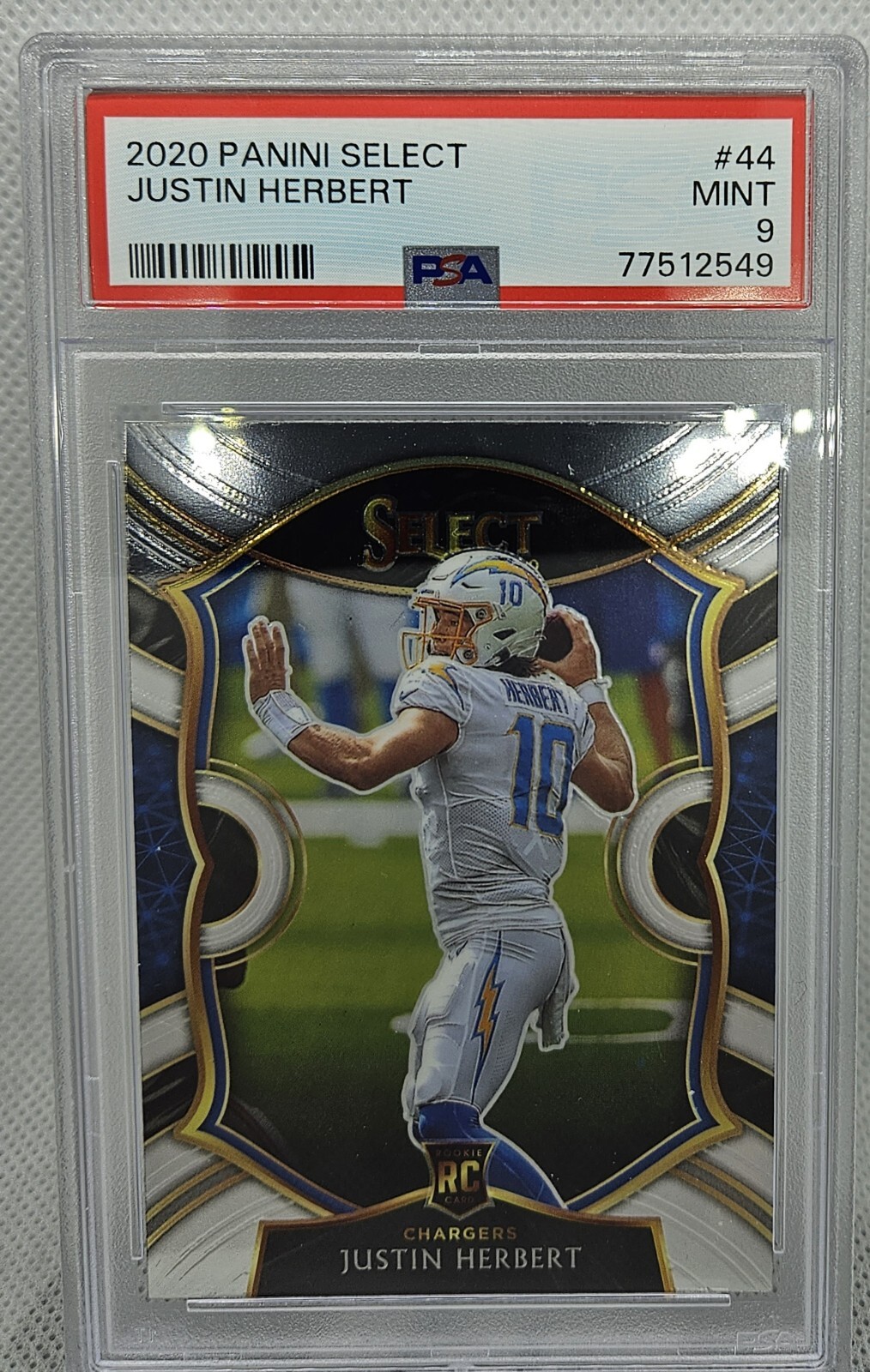 2020 Panini Select - Concourse Prizm #44 Justin Herbert (RC) PSA9!