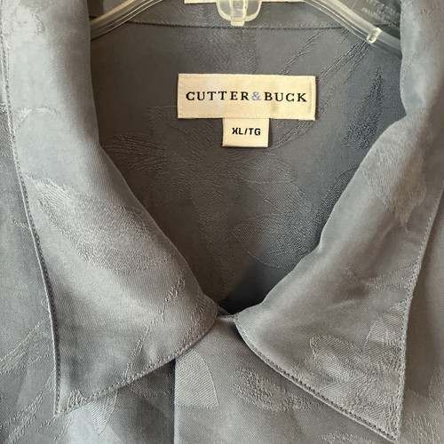 Cutter & Buck Shirt Mens XL Blue Subtle Floral Hawaiian Short Sleeve Button Up - Picture 2 of 8