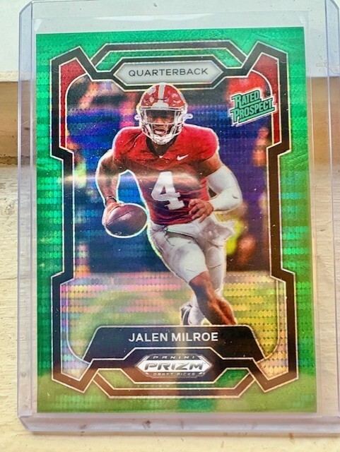 2024 Prizm Draft Picks Football Jalen Milroe Rated Prospect Green Pulsar /25