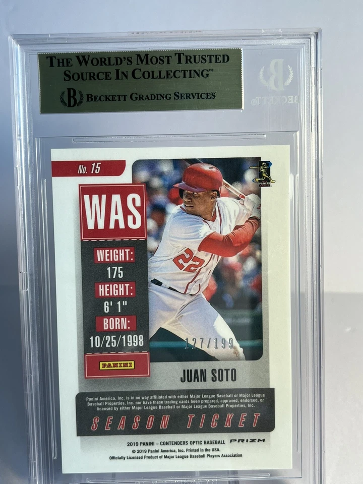 2019 Panini Contenders Optic Ruby Wave Prizm #15 Juan Soto /199 BGS 9.5 GEM‼️⭐️ - Image 2 of 2