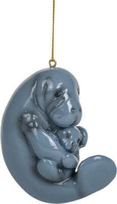 Mommy Manatee Hugging Her Baby with Love Christmas Tree Ornament