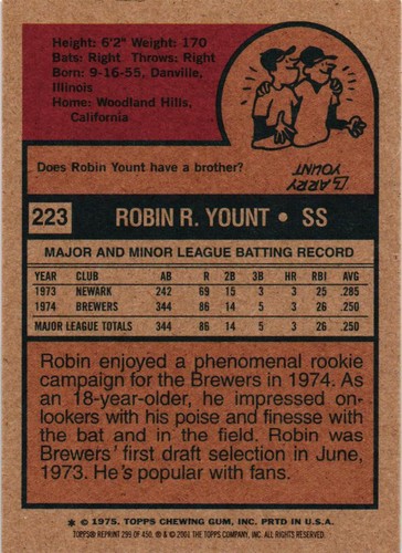Robin Yount 2001 Topps Archives #299 - Imagen 2 de 2