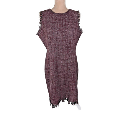 KUNA Baby Alpaca Shift Dress Sheath Burgundy Tweed Size L/XL Old Money Academia