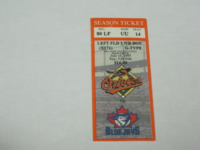 Baltimore Orioles Blue Jays Stream July 15, 1997 Baltimore Orioles