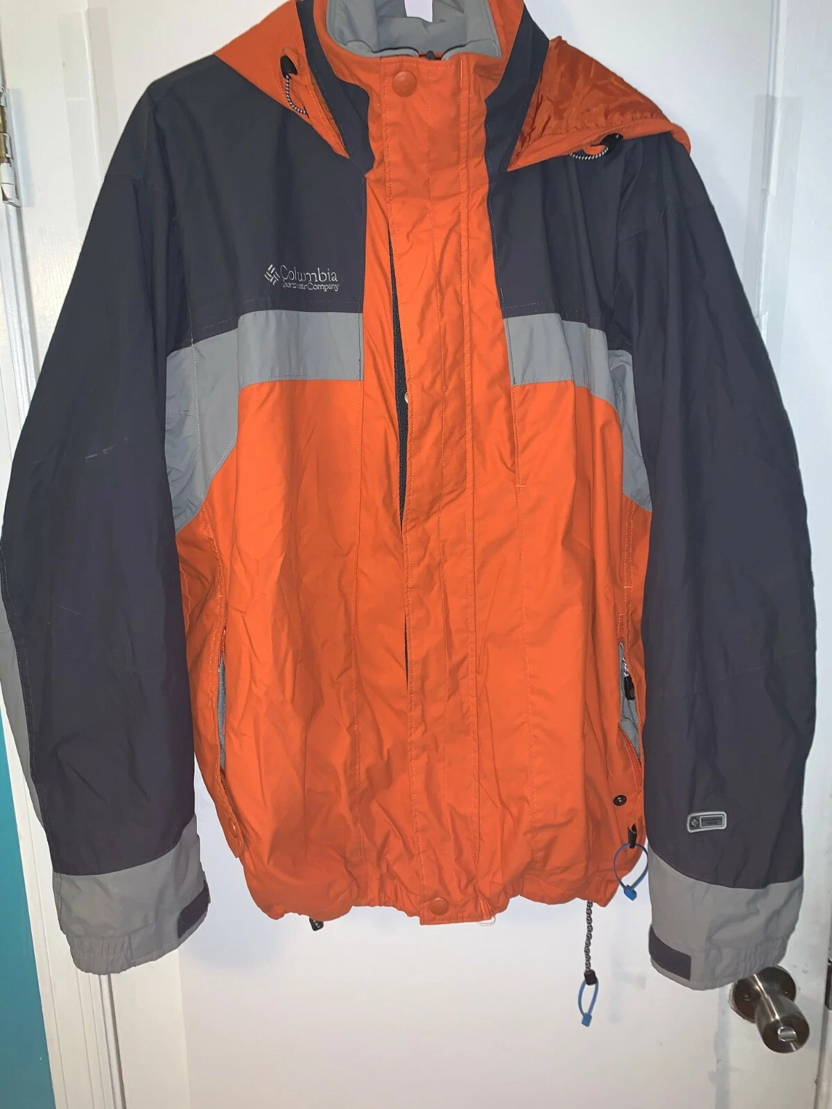 MEN'S Columbia  Core Interchange Windbreaker Orange / Gray Coat  FULL Zip SIZE L