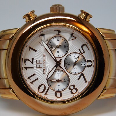 FOLLI FOLLIE WF9R001BE All St. Steel Quartz Men's Watch Sz. 6 3/4