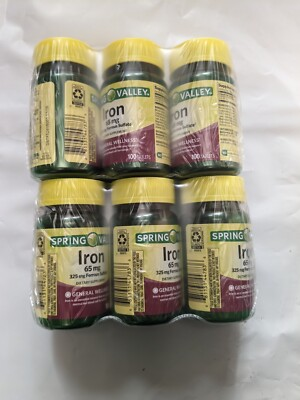 #ad 6*Spring Valley Iron General Wellness Tablets 65 mg 100 Count Exp 03 26 cheap $15.99