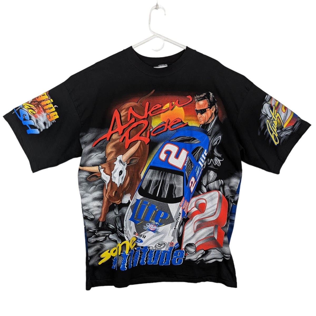 Vtg Rusty Wallace NASCAR New Ride Bull Charging To The