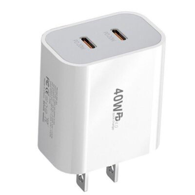 Dual USB-C Fast Charger For iPhone Air 15 16 17 Pro Max 40W Cube PD Type-C Cable