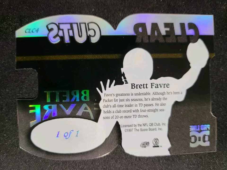 1997 Pro Line DC III Brett Favre CLEAR CUTS 1 OF 1 1/1  card #CLC4 Packers - Image 2 of 3