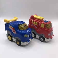 V-Tech Go Go Smart Wheels Push Down Race Car And Fire Truck Works EUC 75