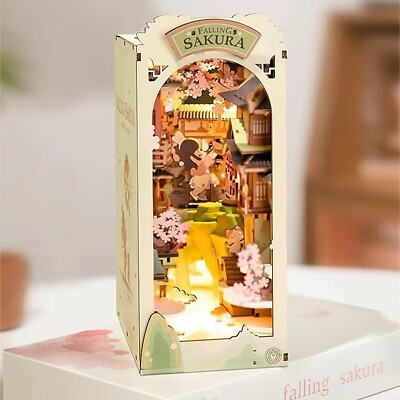 Robotime 3D Holz Miniatur Puppenhäuser DIY Puzzle Booknook Dekor Bücherregal
