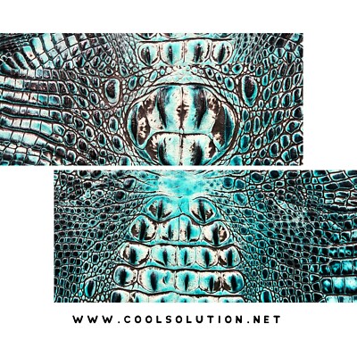 Embossed Leather Crocodile Sea Turquoise, Leather Sheets for Wallets, Bags