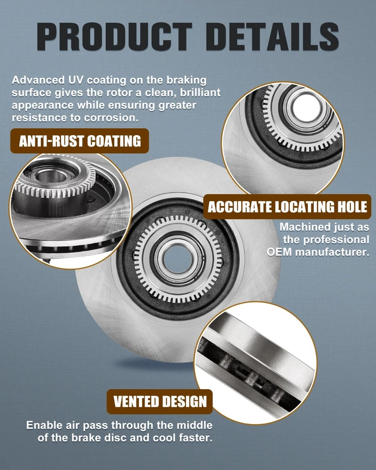 Front Brake Rotors for 2006 - 2008 Lincoln Mark LT 2004 - 2008 Ford F-150 2WD Foto 4 de 4